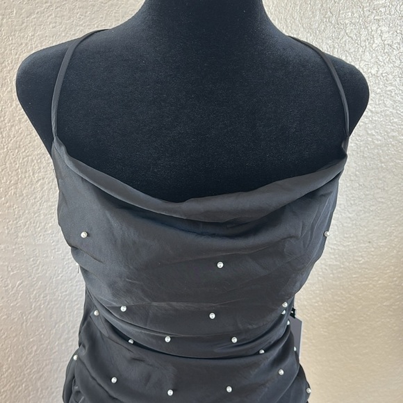 NWT ASTR String of Pearls Imitation Pearl Side Ruched Minidress 0112 - Picture 4 of 9